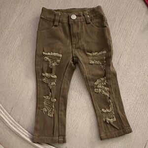 Kids Distressed Tan Jeans